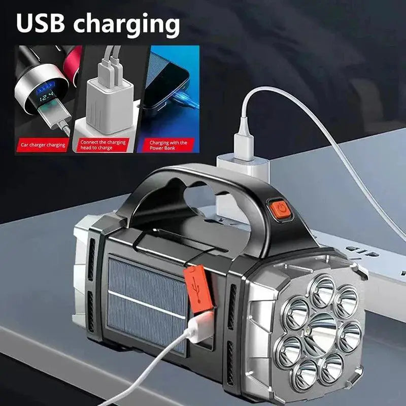 Solar Rechargeable Flashlight for Camping and Emergencies