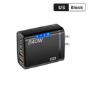 240W GaN Fast Charger - LED Light And 5 Ports