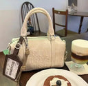 Vintage Card Slot Boston Y2K Handbag For Women Leather Bag