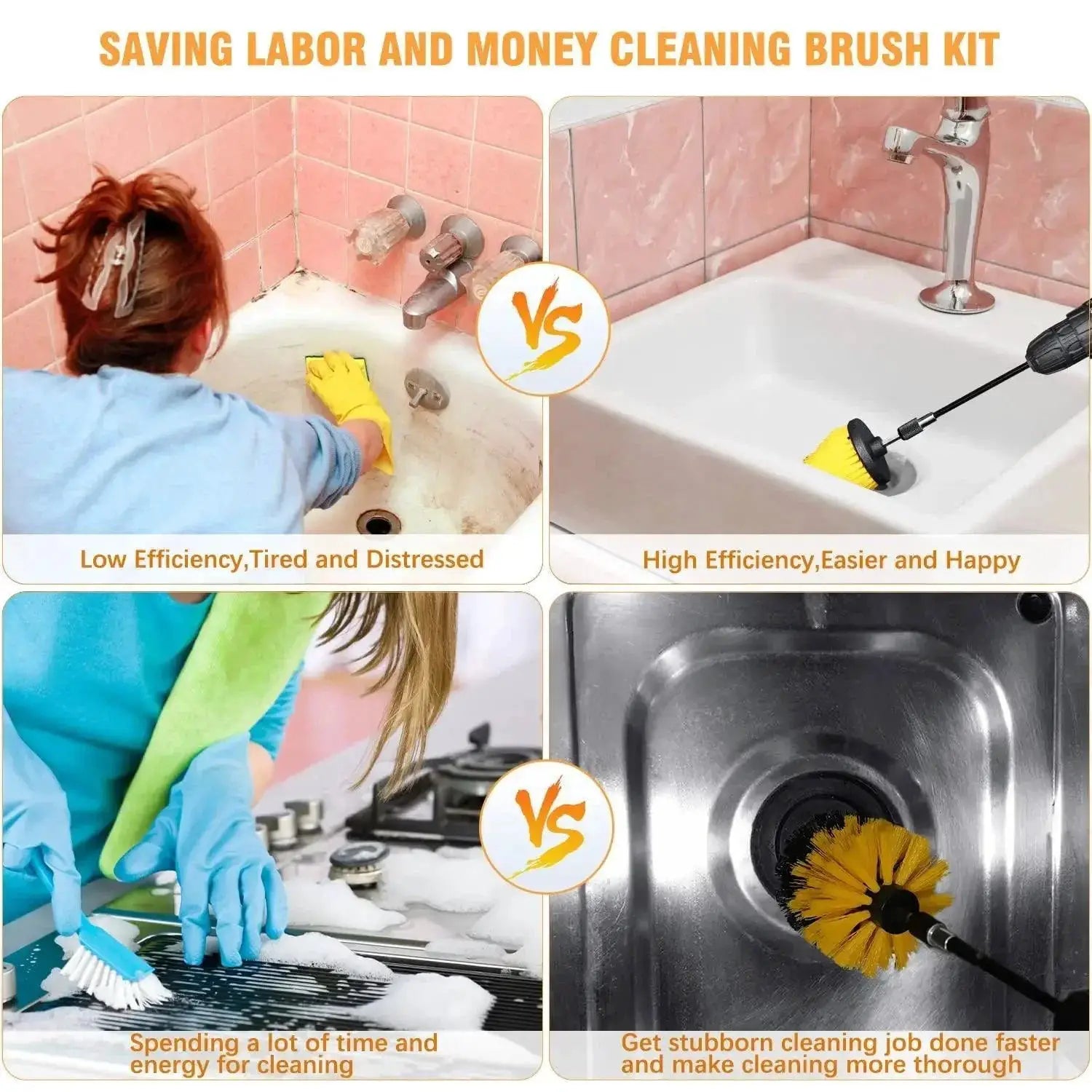 Electric Drill Brush Set Professional Power Scrubber Kit