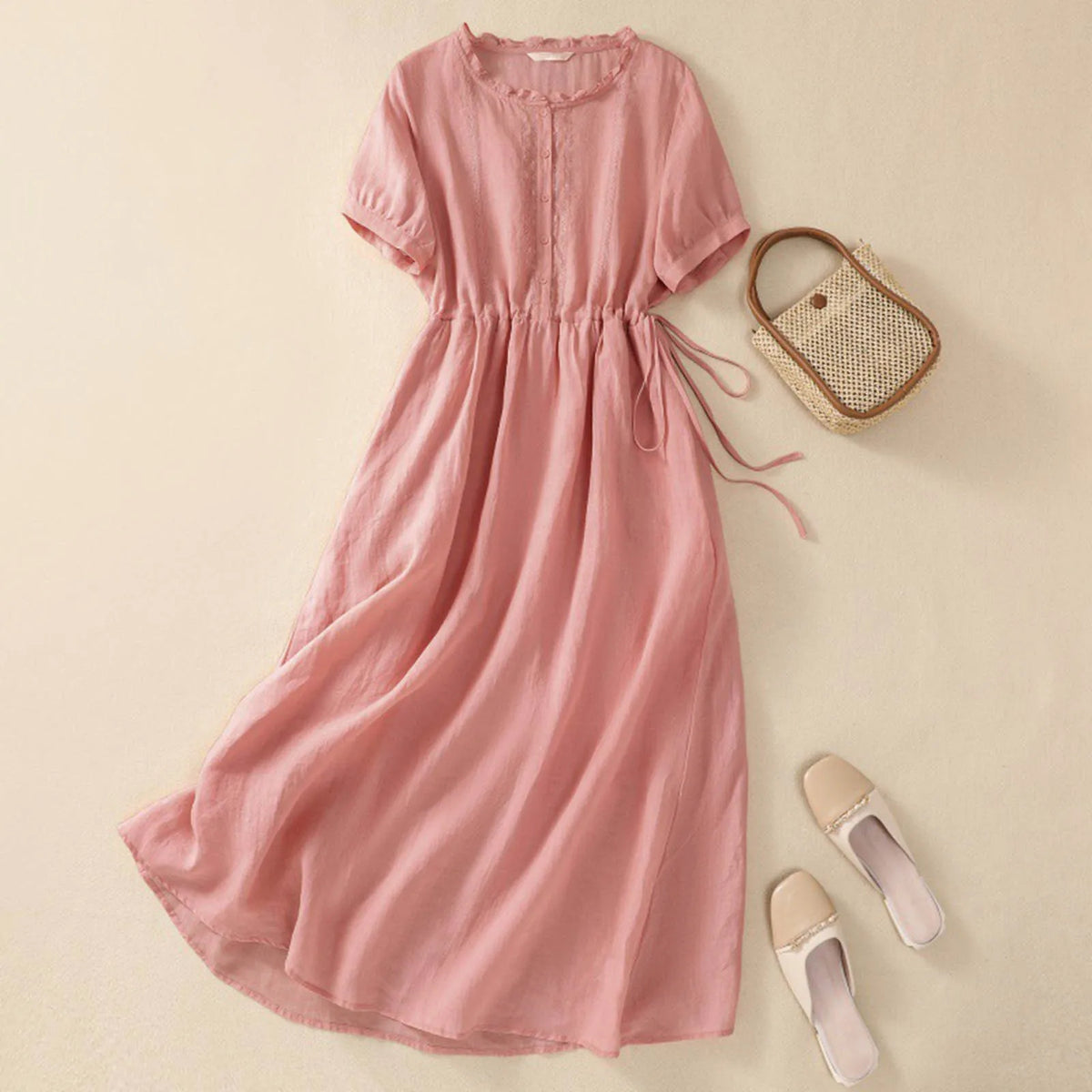 Simple Solid Cotton Commuter Dress