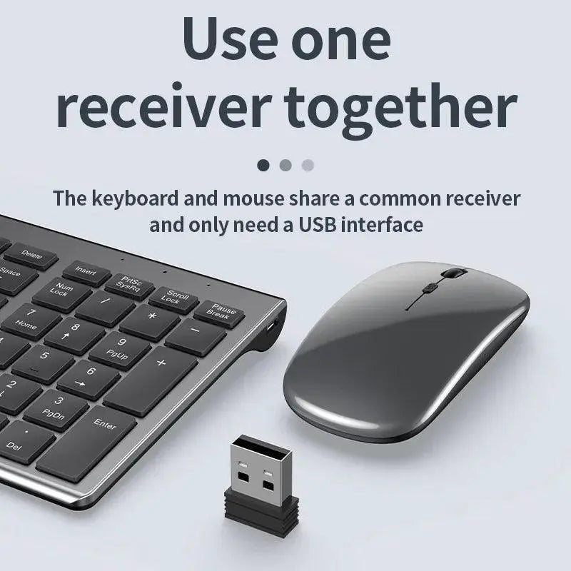 Gray Wireless Keyboard and Mouse Combo for Productivity