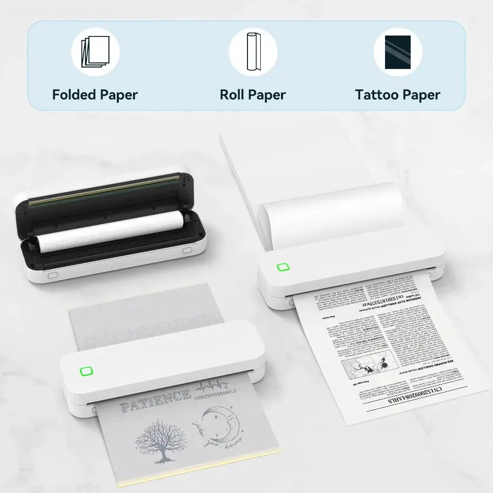 Portable A4 Thermal Printer Inkless Bluetooth Tattoo Printer