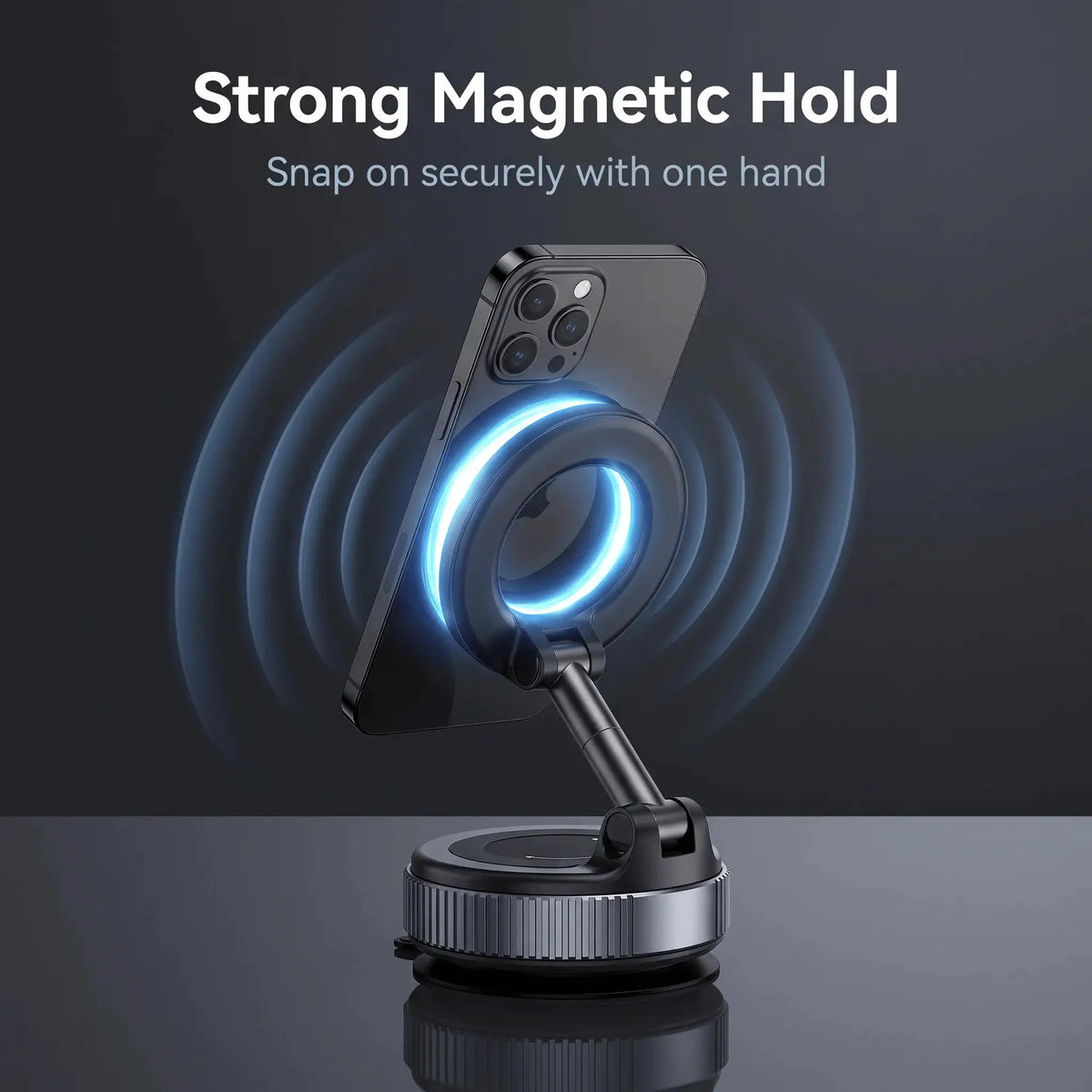 Vacuum Suction MagSafe Magnetic Phone Holder, 360° Rotatable Foldable Car Mount for Dashboard Glass Desk Multi-scene Use