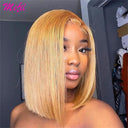 Chocolate Brown Highlight Bob Wig Lace Front Human Hair