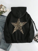 Crew Neck Leopard Hooded Sweatshirt