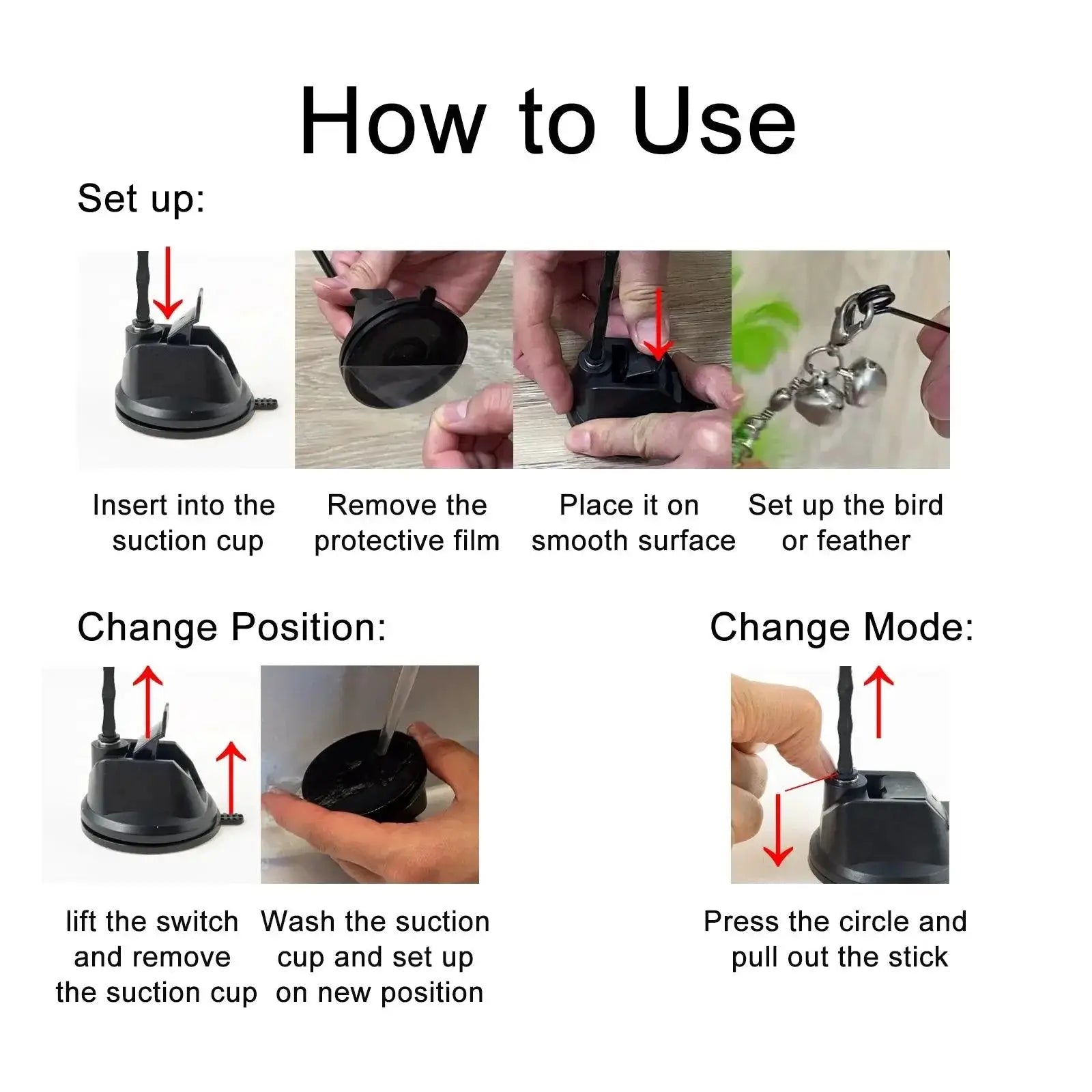 Handfree Cat Wand With Bell and Feather Toy for Cats