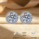 Moissanite Earrings in Sterling Silver Round