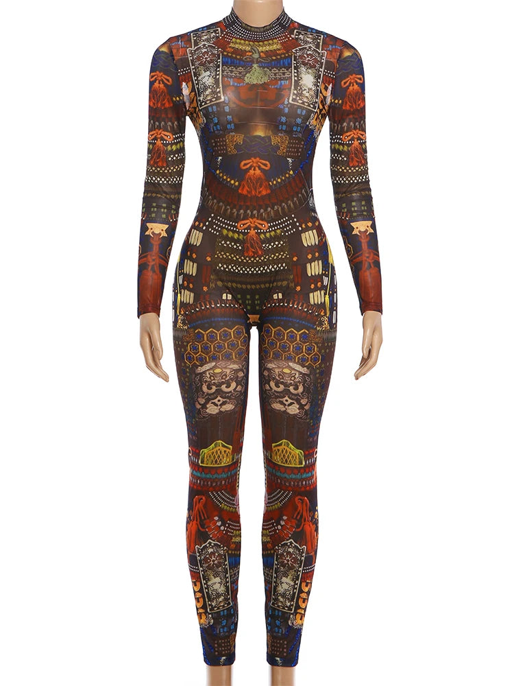 Crew Neck Long Sleeve Jumpsuit