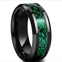 Fashion 8mm Red Beveled Edge Celtic Dragon Ring Men