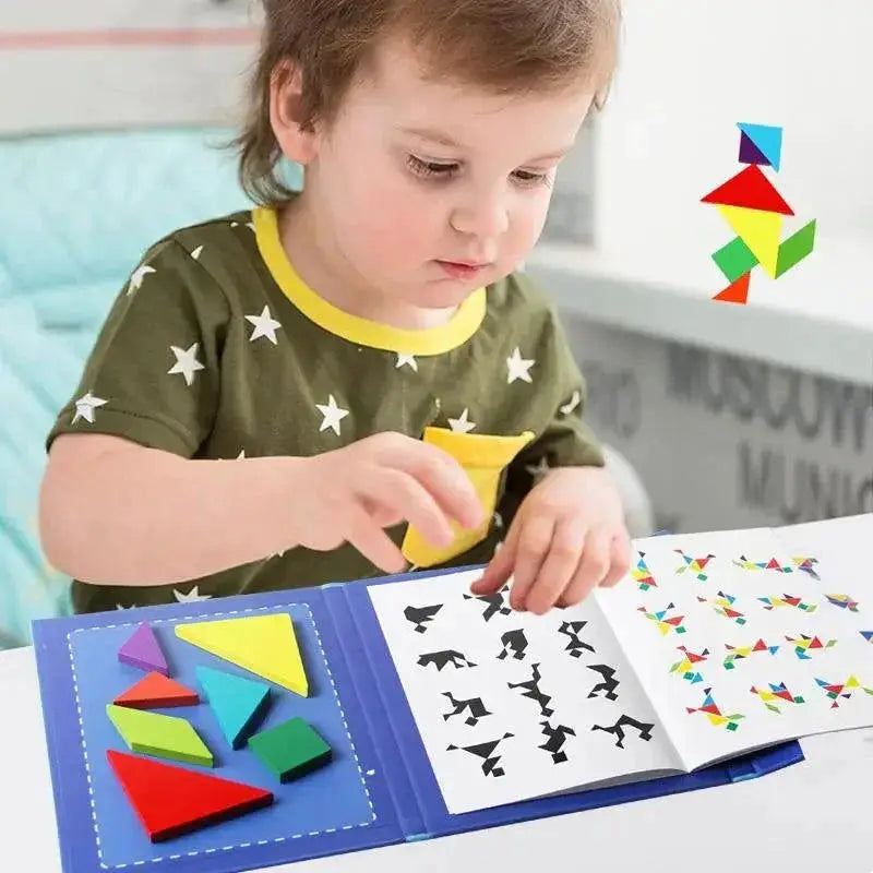 Wooden Magnetic Tangram Puzzle Book For Kids Learning Fun