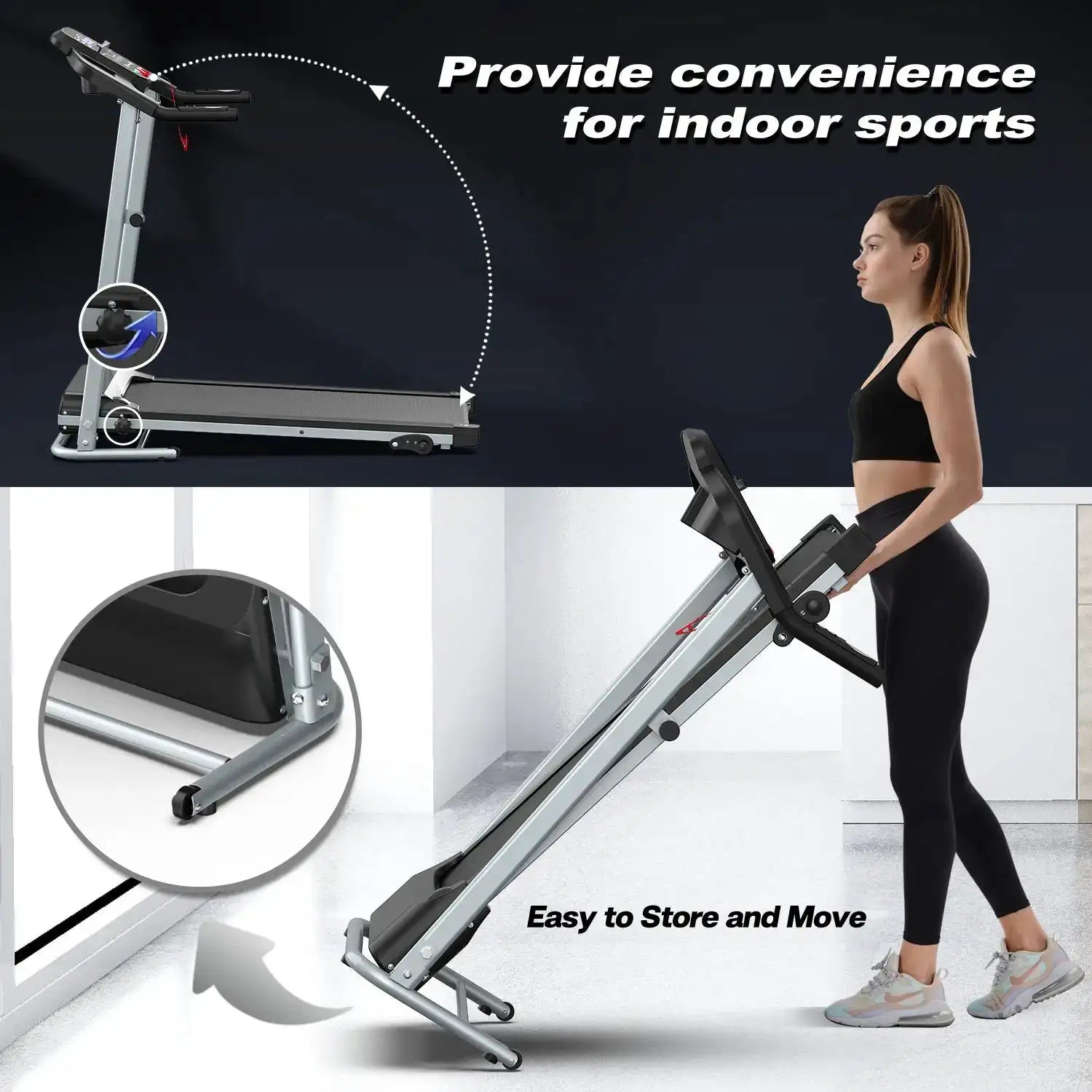 Foldable Treadmill For Home Use, Shock-absorbing, Non-slip, Multi-functional, Essential Fitness Equipment For The Whole Family.