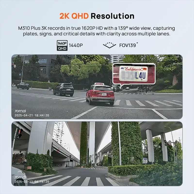70mai M310 Plus 2K Dash Cam With English Voice Control 1440P WDR Parking WiFi 6 - stepyours.com
