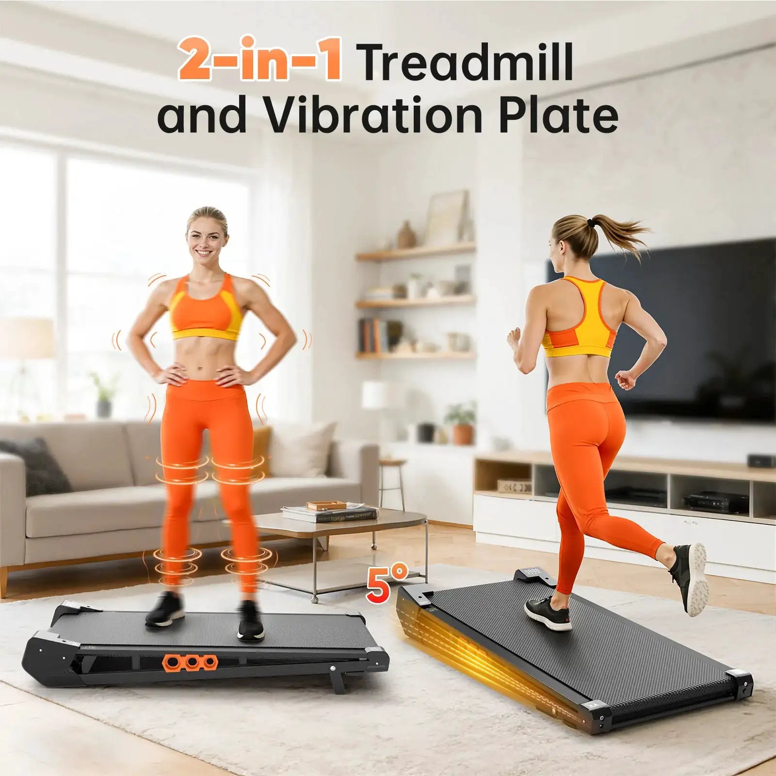 AKLUER Walking Vibration Pad with Incline, Low Noise Treadmill with Remote Control, 300lbs Capacity, 2.5HP Servo Motor, 4 Vibration Modes, Wider Belt Area, LED Display, Symmetrical Safe Design, Lightweight 13KG Easy Storage,