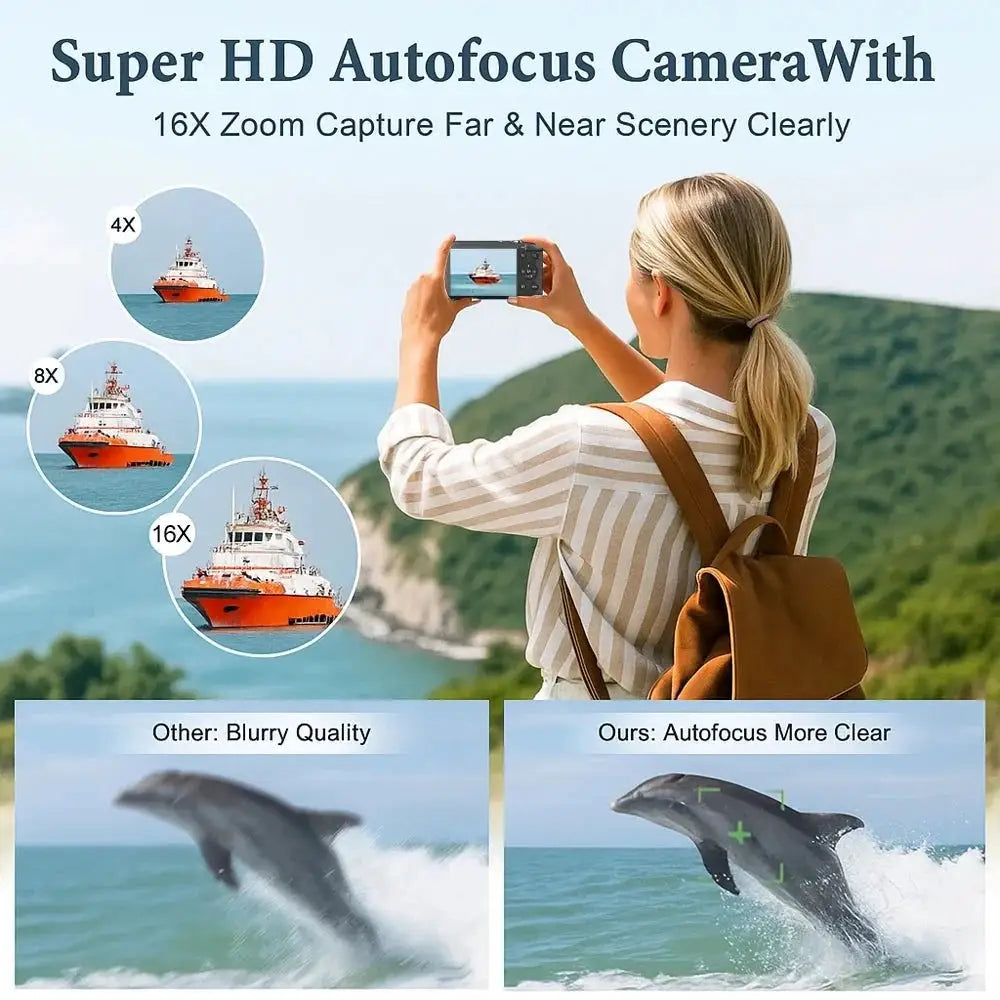 Ourlife 5K 72MP Compact Digital Camera With Two Point Eight Inch LCD 16X Zoom - stepyours.com