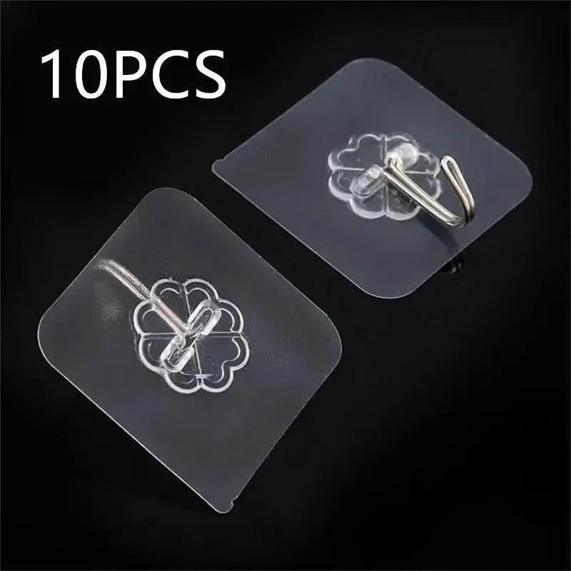 Clear Stainless Steel Adhesive Hooks for Home Organization