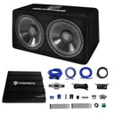 PRORECK PR-122M 1500W Dual 12-Inch Car Subwoofer Enclosure Kit with Mono Block Amplifier And Wiring Installation Audio System