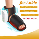 Portable Air Compression  Ankle Foot Massager 4 Intensity Airbag Levels Foot Massage Device Heated Ankle Wrap