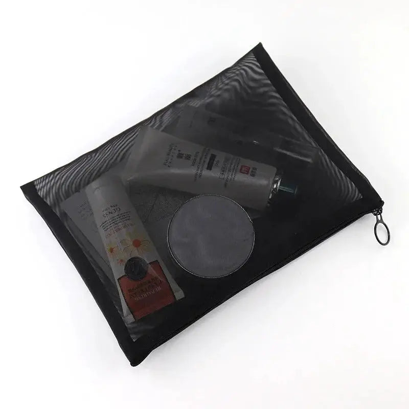 Large Capacity Portable Travel Makeup Bag With Mesh Storage