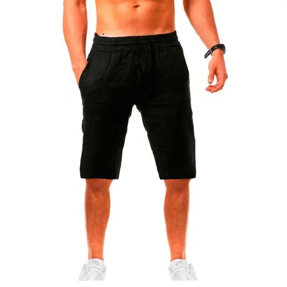 New Mens Cotton Linen Shorts Summer Breathable Trousers