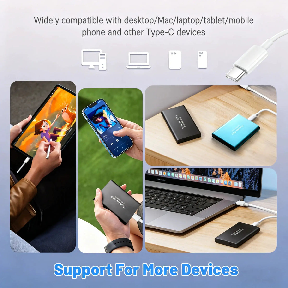 Brand Portable SSD 4TB High Speed External Hard Drive 1TB USB3.2 Type-C Hard Disk 16TB Mass Solid State Drive for Laptop/PC/MAC