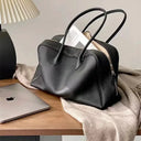 Motingsome First Layer Cowhide Handbag for Women Pillow Design