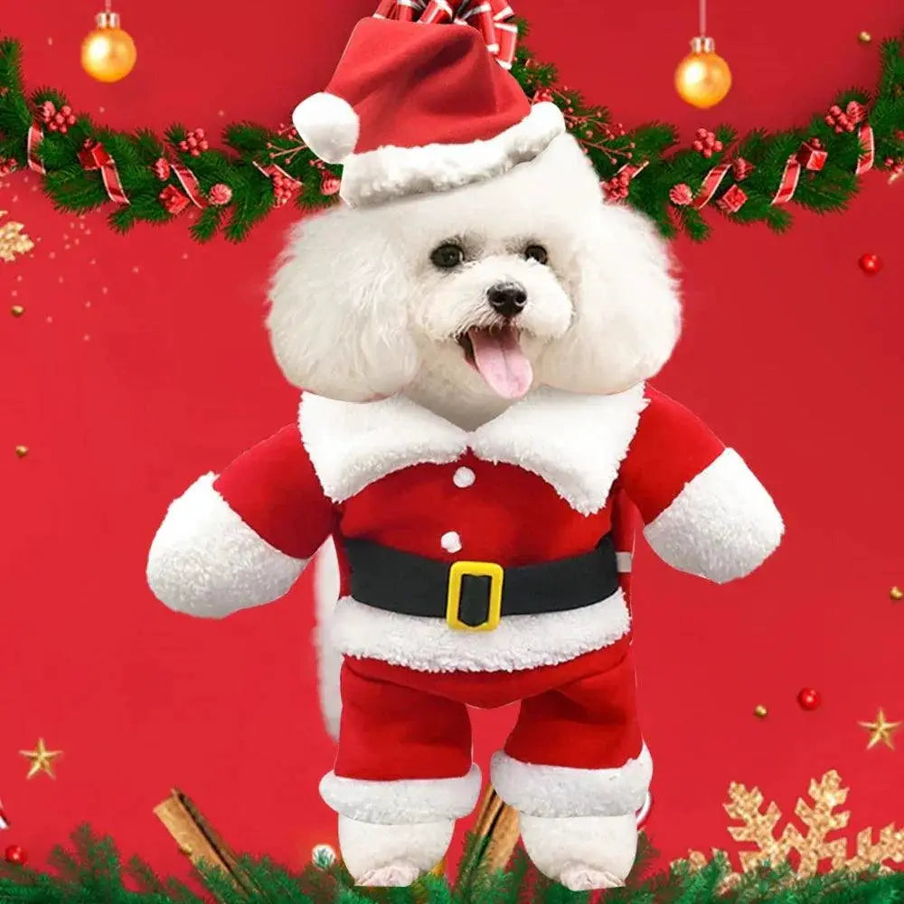 Festive Fleece Santa Dog Costume For Pets Warm Xmas Outfit
