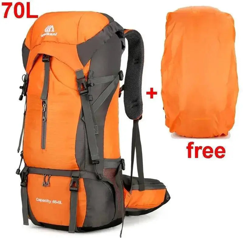 Waterproof Nylon Backpack For Camping Travel With Rain Cover