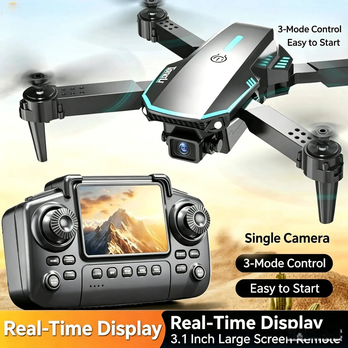 TONGLI Foldable Drone RC Quadcopter with Large‑Screen Remote Control — product view 1