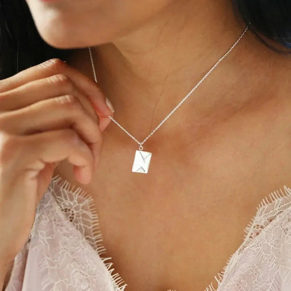 Custom Love Letter Envelope Stainless Steel Pendant Necklace