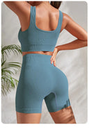 Yoga Set for Women Fitness Seamless Ribbed 2-Piece