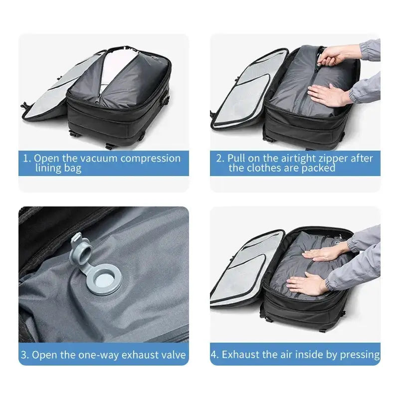 Men Travel Laptop Backpack Vacuum Compression 17 Inch