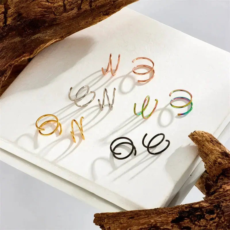 316L Stainless Steel Double Spiral Nose Hoop Ring 1 Piece