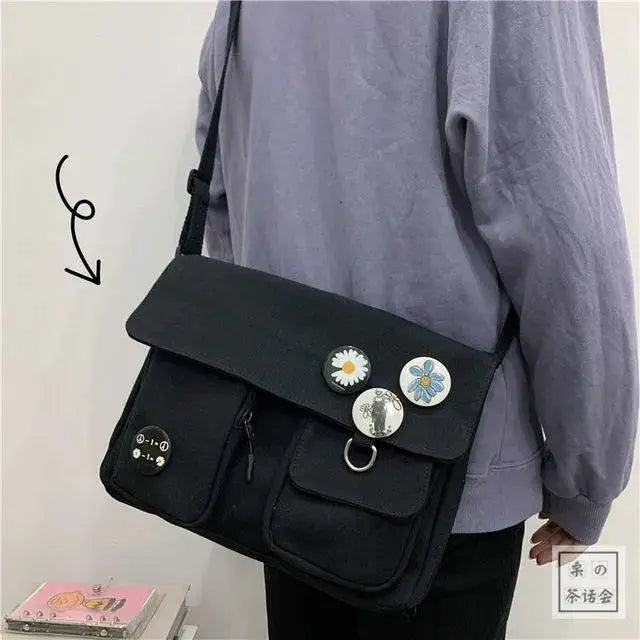 Canvas Crossbody Messenger Bag Stylish Large Capacity Women
