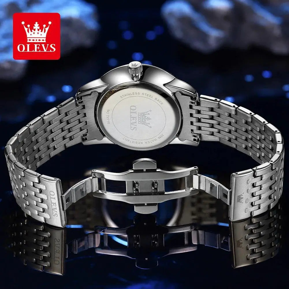 OLEVS Mens Crescent Quartz Watch Water Resistant Timepiece