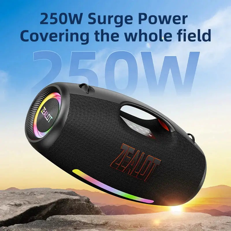 ZEALOT-S89 250W Waterproof Portable Loud Bluetooth Speaker, Wireless Outdoor Boombox SubwooferTriple Passive Radiators-Deep Bass