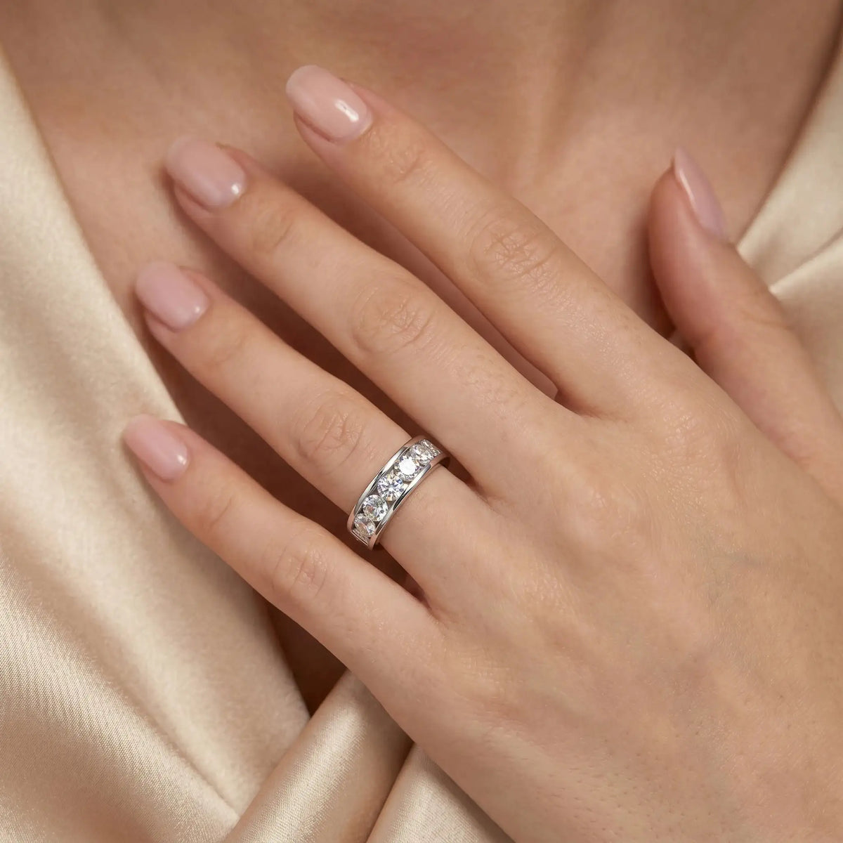 Elegant Half Eternity Silver Ring — product image 5