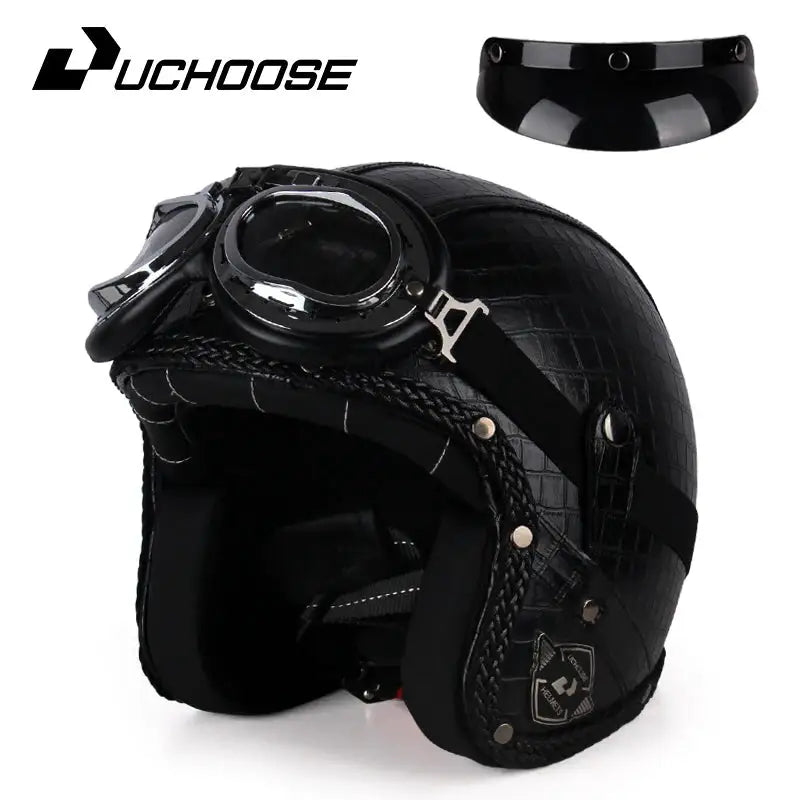 Retro Open Face Motorcycle Helmet — product view 16