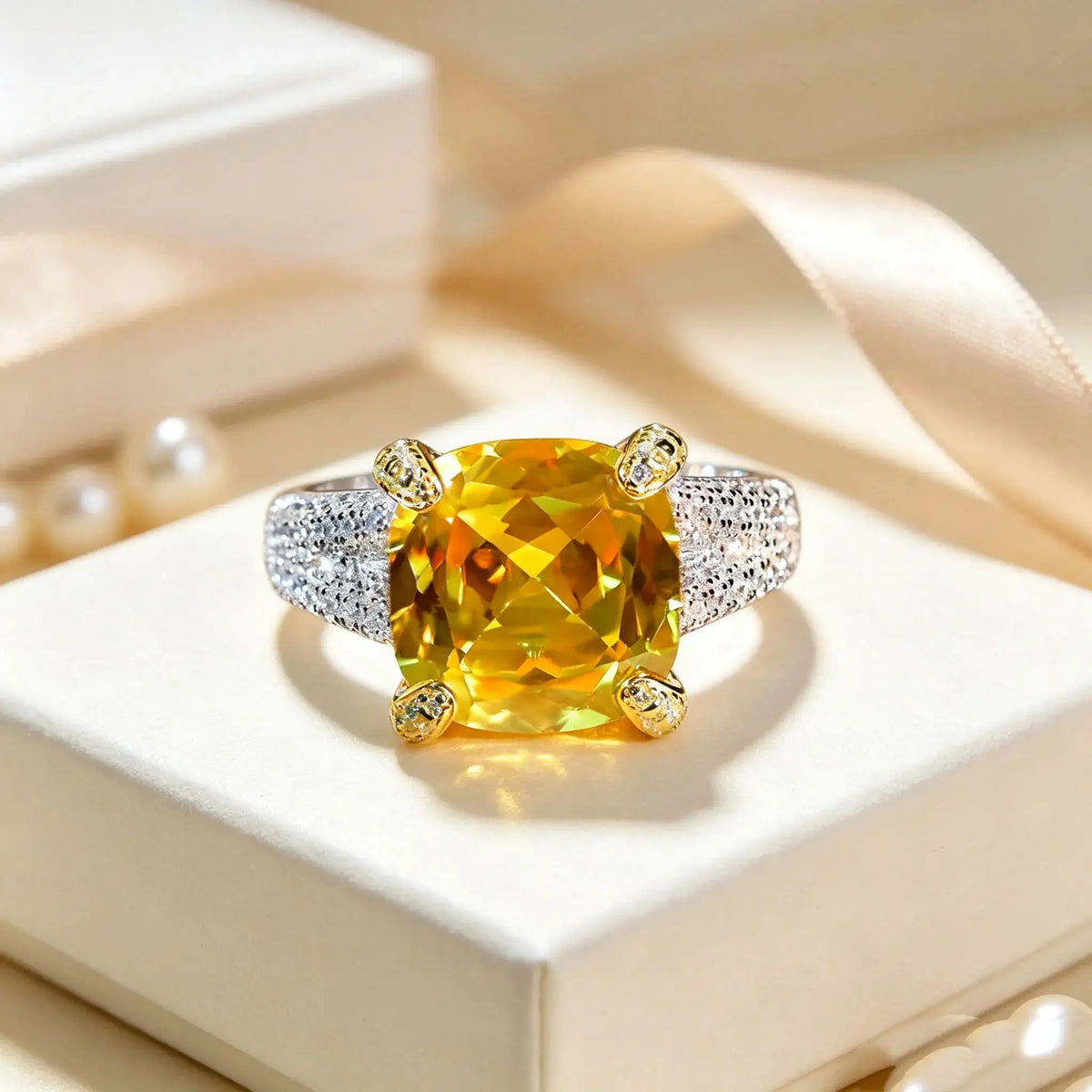 Yellow Moissanite Sterling Ring — product image 1