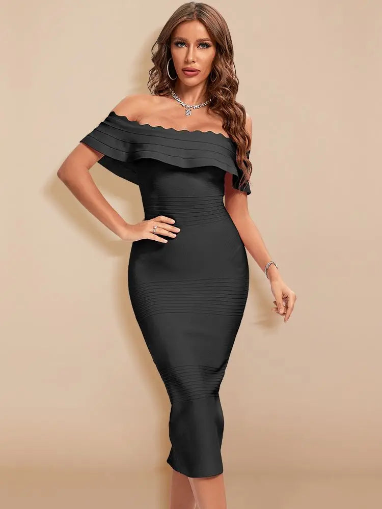 BEAUKEY Ruffle Bandage Dress