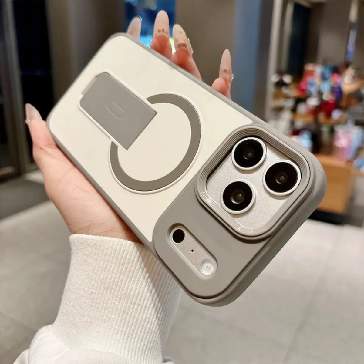 Skin-Feel Anti-Fingerprint Phone Case, Invisible Magnetic Stand Shockproof Cover, Compatible with iPhone 18/17 Pro Max/16E/15/14/13/12/11/Air/Plus/Pro, Supports Magnetic Charging & Magnetic Accessories