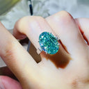 Sterling Silver Green Moissanite Ring