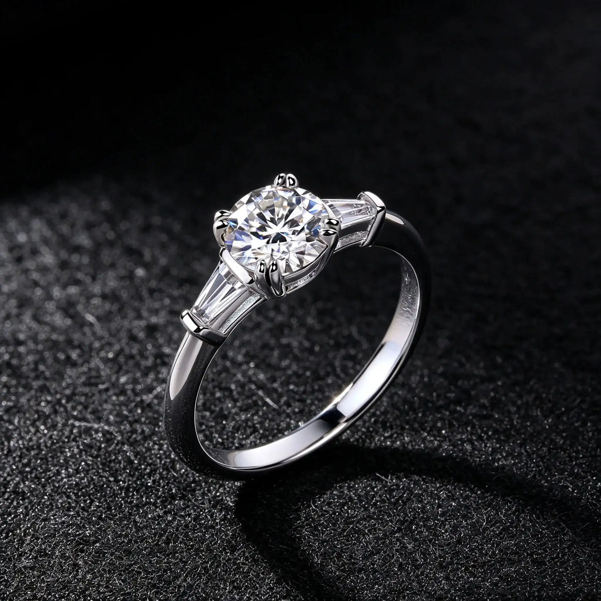 Sterling Silver Silver Moissanite Three Stone Ring — product image 4