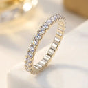 Moissanite Ring in Sterling Silver Certificate Channel Setting