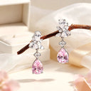 Pink Moissanite Teardrop Earrings