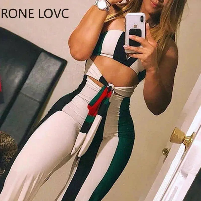 Elegant Striped Colorblock Jumpsuit Summer Chic Statement
