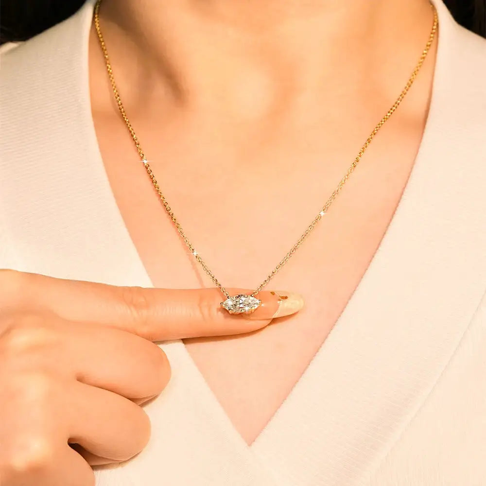 Gold Moissanite Solitaire Necklace — product image 7