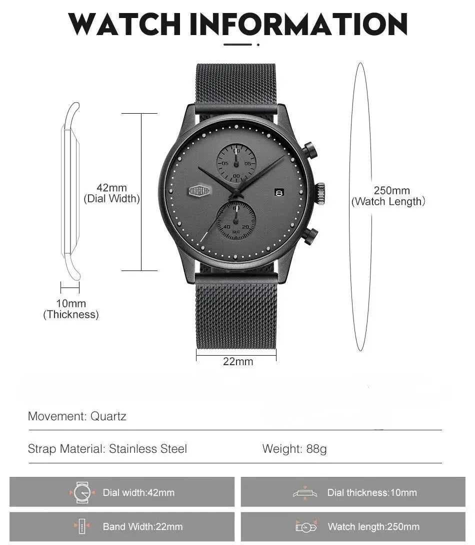 Premium Black Chronograph Watch — product image 7