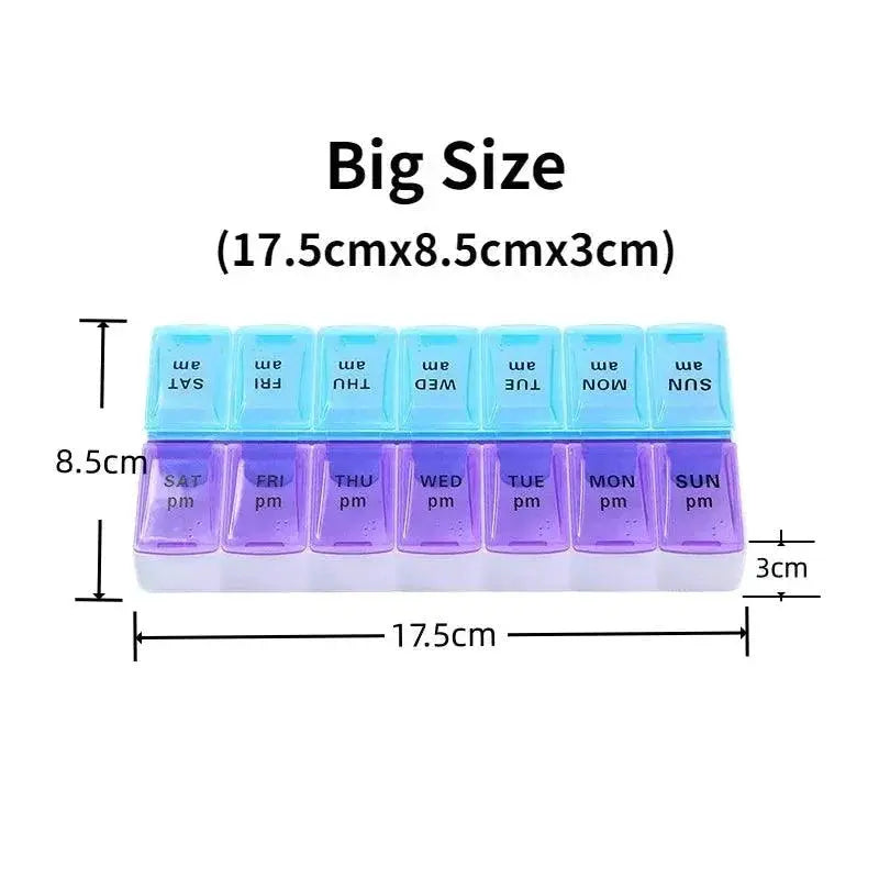 Weekly Portable Pill Organizer With 14 Compartments