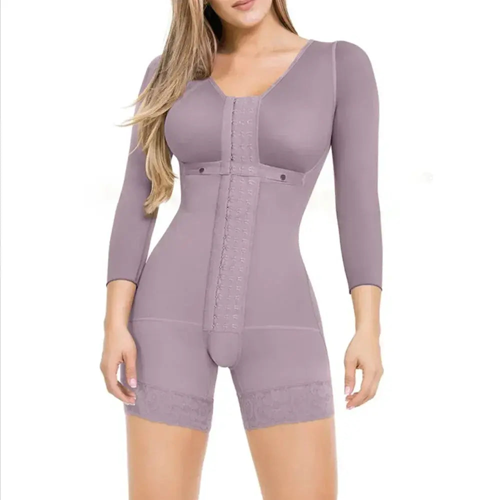 Womens High Compression Shapewear Bodysuit With Long Sleeves